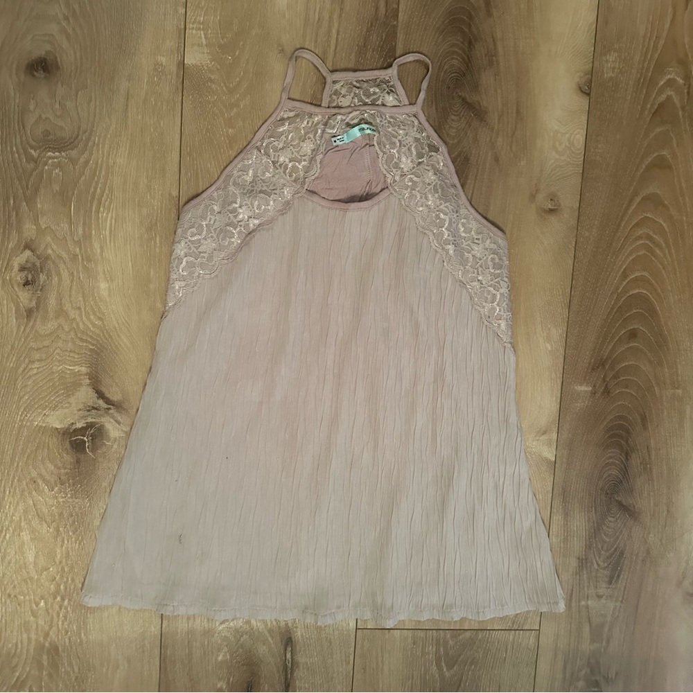 Maurices Light Lavender Purple Lace Racerback Keyhole Crinkle Sleeveless Blouse